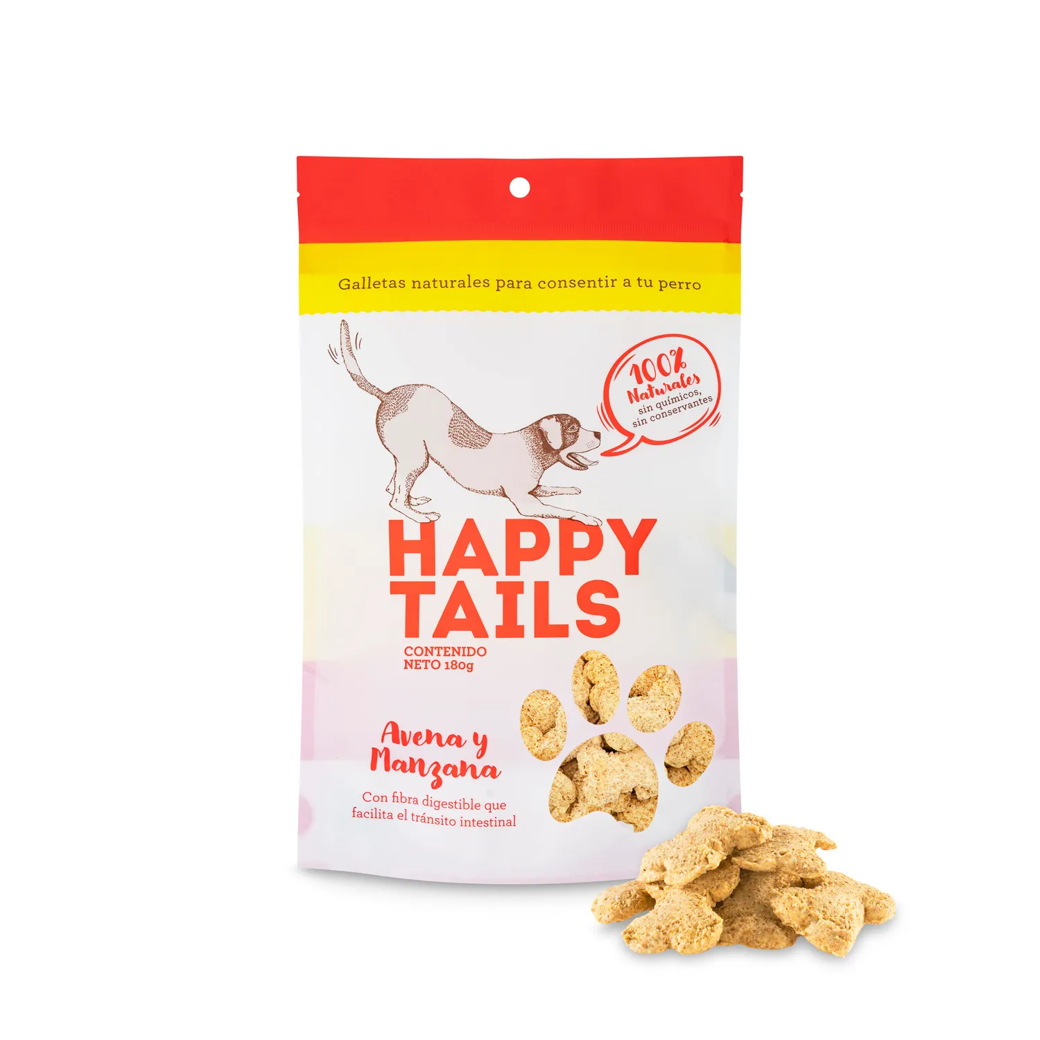 Snack Para Perro Avena Y Manzana Happy Tails 180g