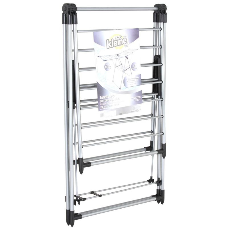 Tendedero de Piso en Acero Plegable Color Cromo con Bandeja