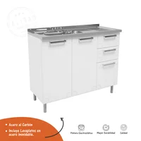 Mueble Inferior Para Cocina 2 Cajónes 105 cm x 43.2 cm x 85.3 cm Con Mesón Multipla Blanco