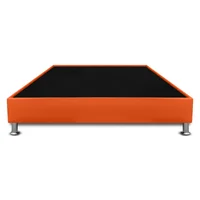 Base Cama Con Pestaña Doble 140X190Cm Ecocuero Naranja