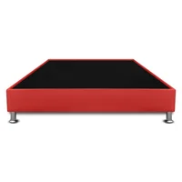 Base Cama Con Pestaña Doble 140X190Cm Ecocuero Rojo