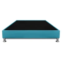 Base Cama Con Pestaña Doble 140X190Cm Microfibra Azul
