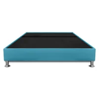 Base Cama Con Pestaña Dividida Semidoble 120X190Cm Ecocuero Azul