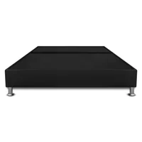 Base Cama Con Pestaña Dividida Queen 160X190Cm Microfibra Negro