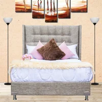 Combo Luxury Doble Pillow Queen 160x190cm Tela Café (Base Cama + Cabecero + Colchón Primavera Doble Pillow)