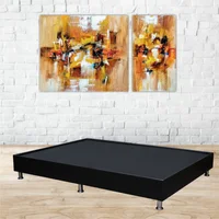 Base Cama Sencilla 100X190Cm Pestaña Cuero Sintético Negro