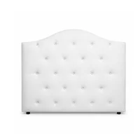 Cabecero para Cama Doble Round de Piso 140x120cm Ecocuero Blanco