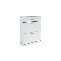 Zapatero 2 Niveles Abatibles Con Doble Espacio Interno Y Cajón Superior Auxiliar Capacidad 14 Pares De Zapatos Blanco