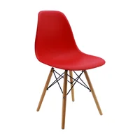 Silla Auxiliar Eames con Patas en Madera Roja