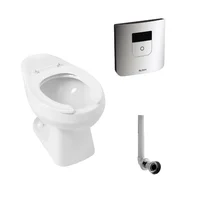Combo Institucional Taza Báltica Plus Entrada Posterior Alongada a Piso con Fluxómetro de Sensor Automático y Asiento Forte Corona