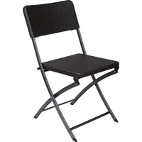 Silla Sin Brazos Plegable Rattan Sintético Simil Negro