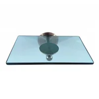 Jabonera de Ducha en Vidrio Bluesense  5cm Alto x 14cm Ancho x 12cm Largo Vidrio azul Tenue Translúcido Soporte Gris