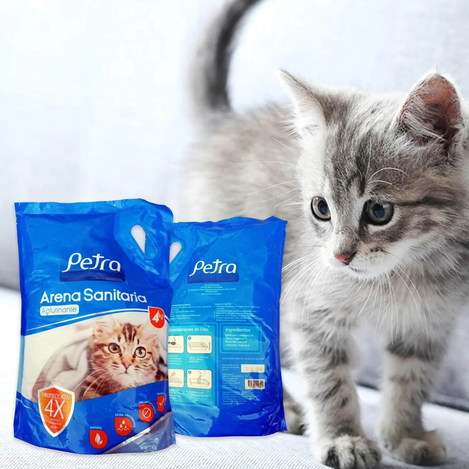Arena Sanitaria Gato Aglomernate Bentonita Petra 9 kg