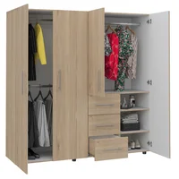 Clóset Harlem 184X180X50Cm 4 Puertas 3 Cajones Madera Natural