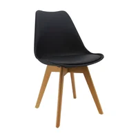 Silla Auxiliar Joly Negra Asiento Tapizado Patas en Madera