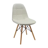 Silla Auxiliar Eames Blanca Forrada Patas en Madera