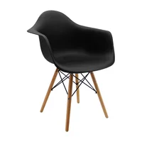 Silla Auxiliar Eames Negra Con Brazos Patas En Madera