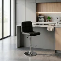 Silla Bar Forrada Negra Con Espaldar