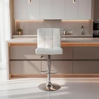 Silla Bar Forrada Blanca Con Espaldar