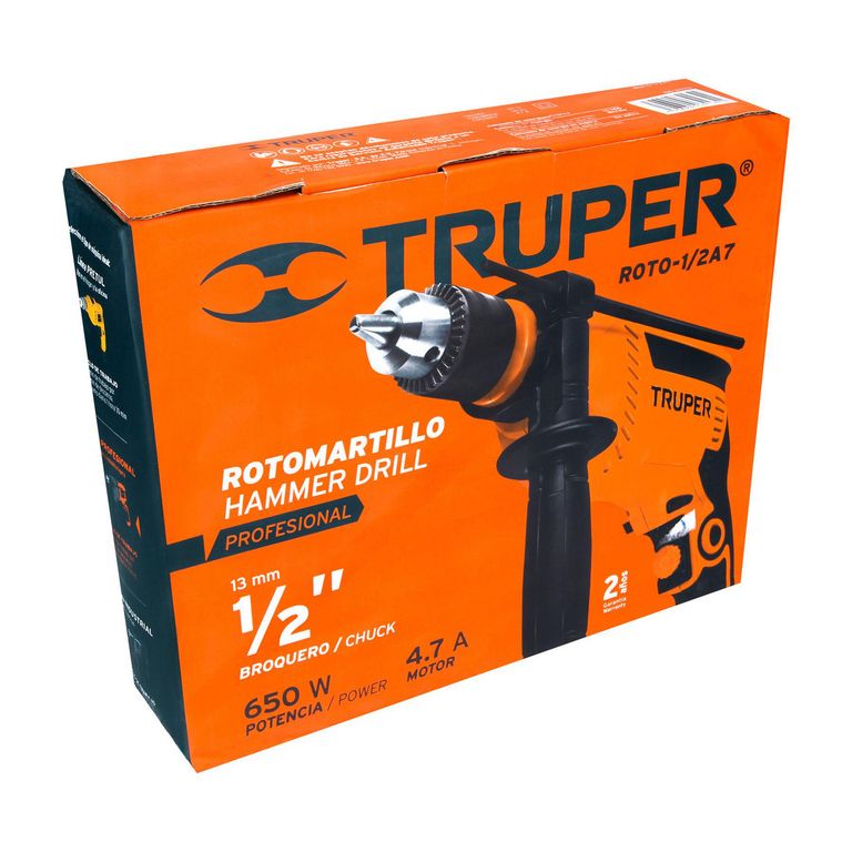 Taladro Percutor Eléctrico Truper 1/2 Pulgada 550 W 3100 RPM