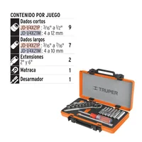 Juego de Herramientas 21 Piezas Métricas 1/4 Pulgadas Truper