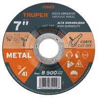 Disco Corte Metal Uso General Espesor 2 mm 7 Pulgadas Truper