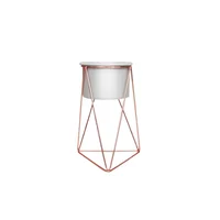 Base Con Patas Para Matera Metal Piramidal 10X20Cm Cobre Y Blanco