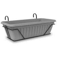Jardinera Plástica Rectangular Venecia Con Soporte 45x17.5x20cm Gris