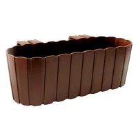 Jardinera Plástica Rectangular Con Gancho Para Balcón 13x39cm Café