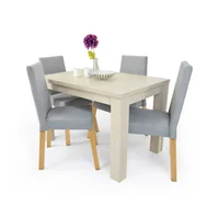 Comedor 4 Puestos Merida Bali + Viena Tela Plata