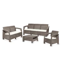Juego De Terraza Sala Exterior Polipropileno 4 Piezas Ferrara Premium Taupe