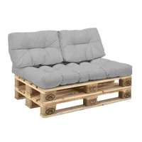 Sofá Palet Estibas 2 Puestos + Cojín Lona 120x80 Gris