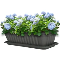 Jardinera Plástica Rectangular Con Bandeja 45x17cm Wengue