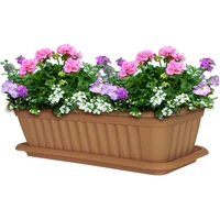 Jardinera Plástica Rectangular Con Bandeja 45x17cm Terracota