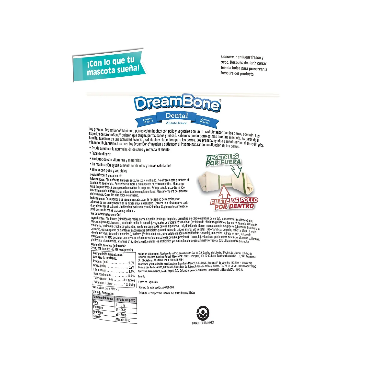 Snack Para Perro Premio Masticable Mini Dental Vegetales y Pollo Dreambone x8und