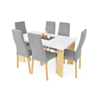 Comedor Sevilla 6 Puestos + Silla Cairo 78,5X148X80 Tela Plata