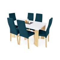 Comedor Sevilla 6 Puestos + Silla Cairo 78,5X148X80 Tela Azul
