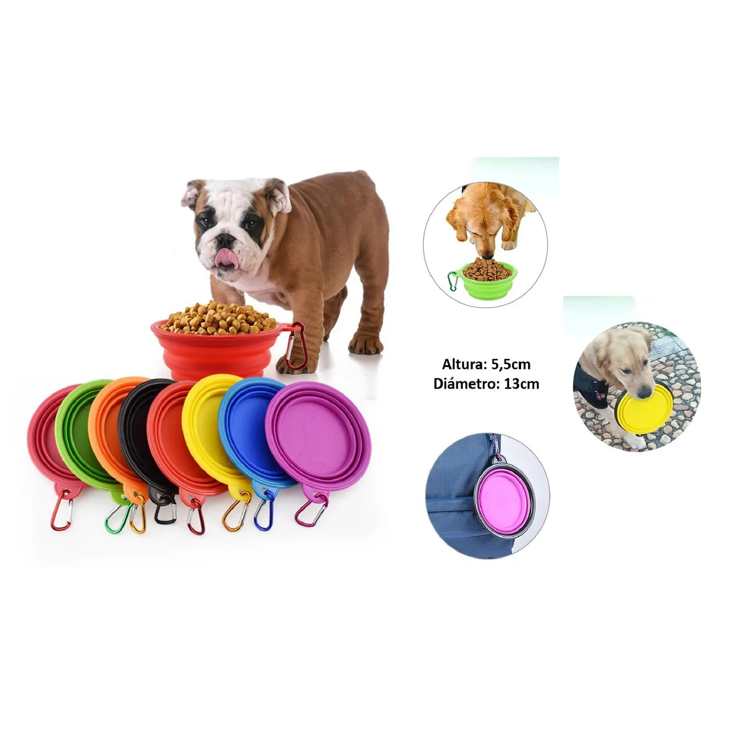 Tazón En Silicona Para Mascotas Pequeño Color Azul Solepet 13Cm 3