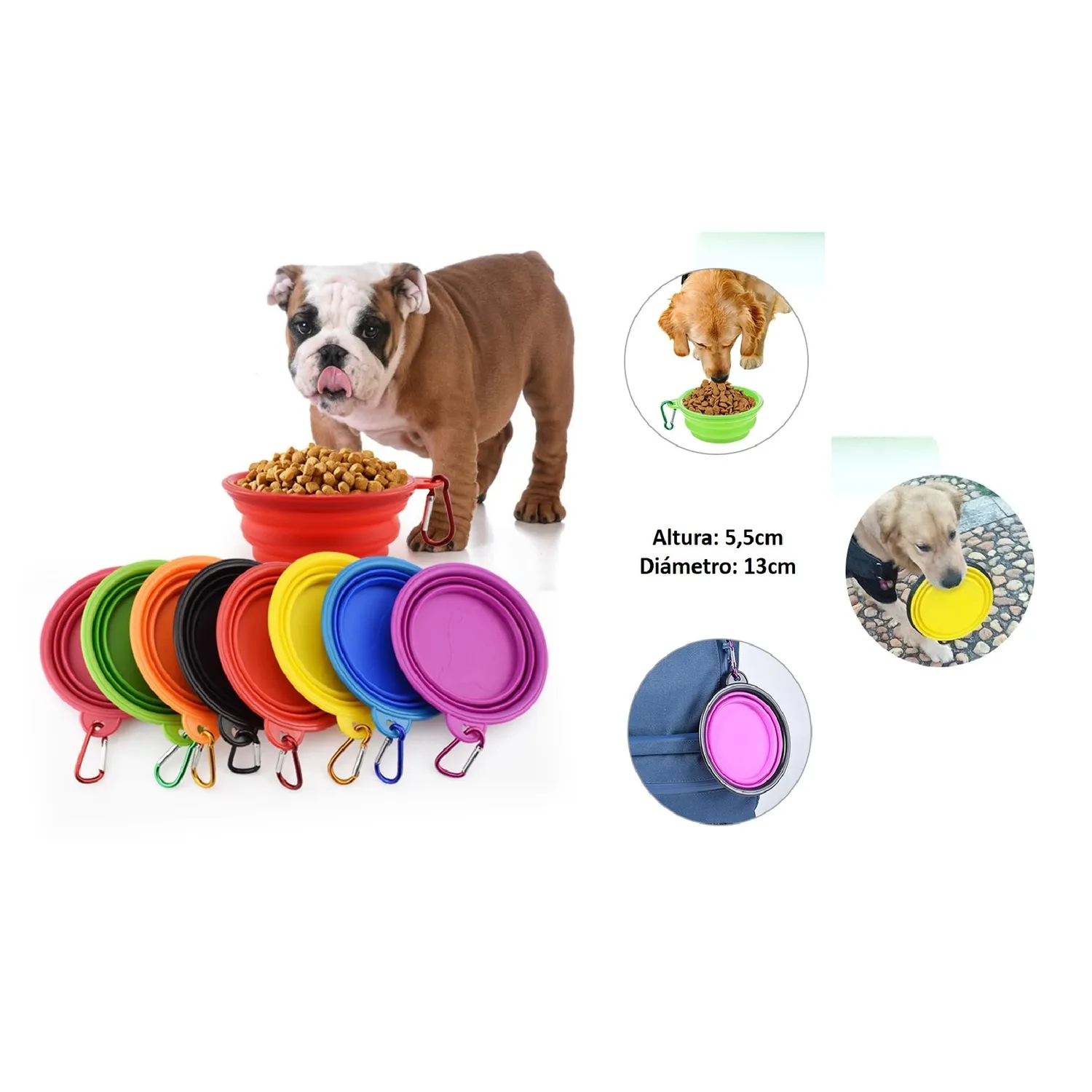 Tazón En Silicona Para Mascotas Pequeño Color Azul Solepet 13Cm 6
