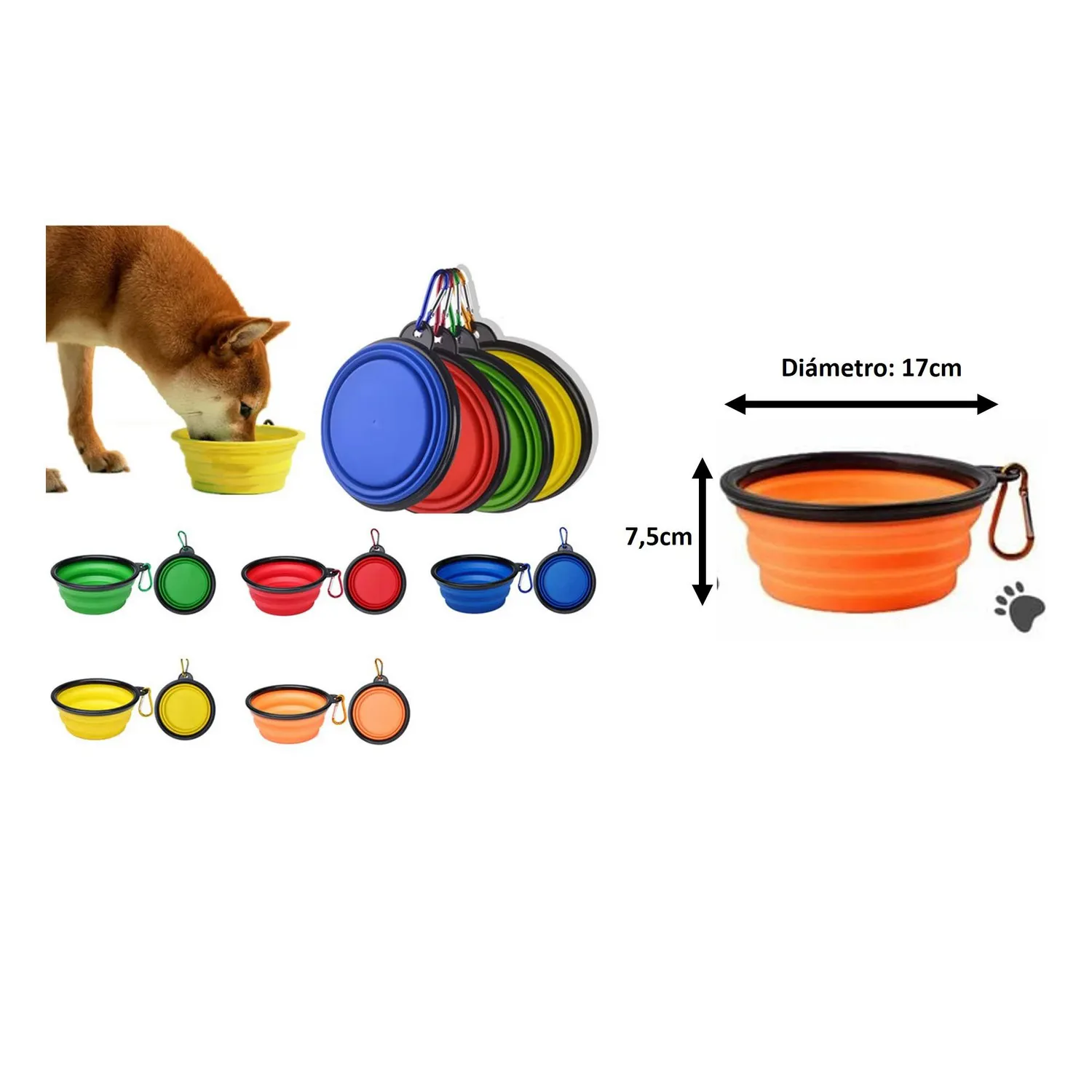 Tazón En Silicona Para Mascotas Grande Color Verde Solepet 17.5 Cm 3