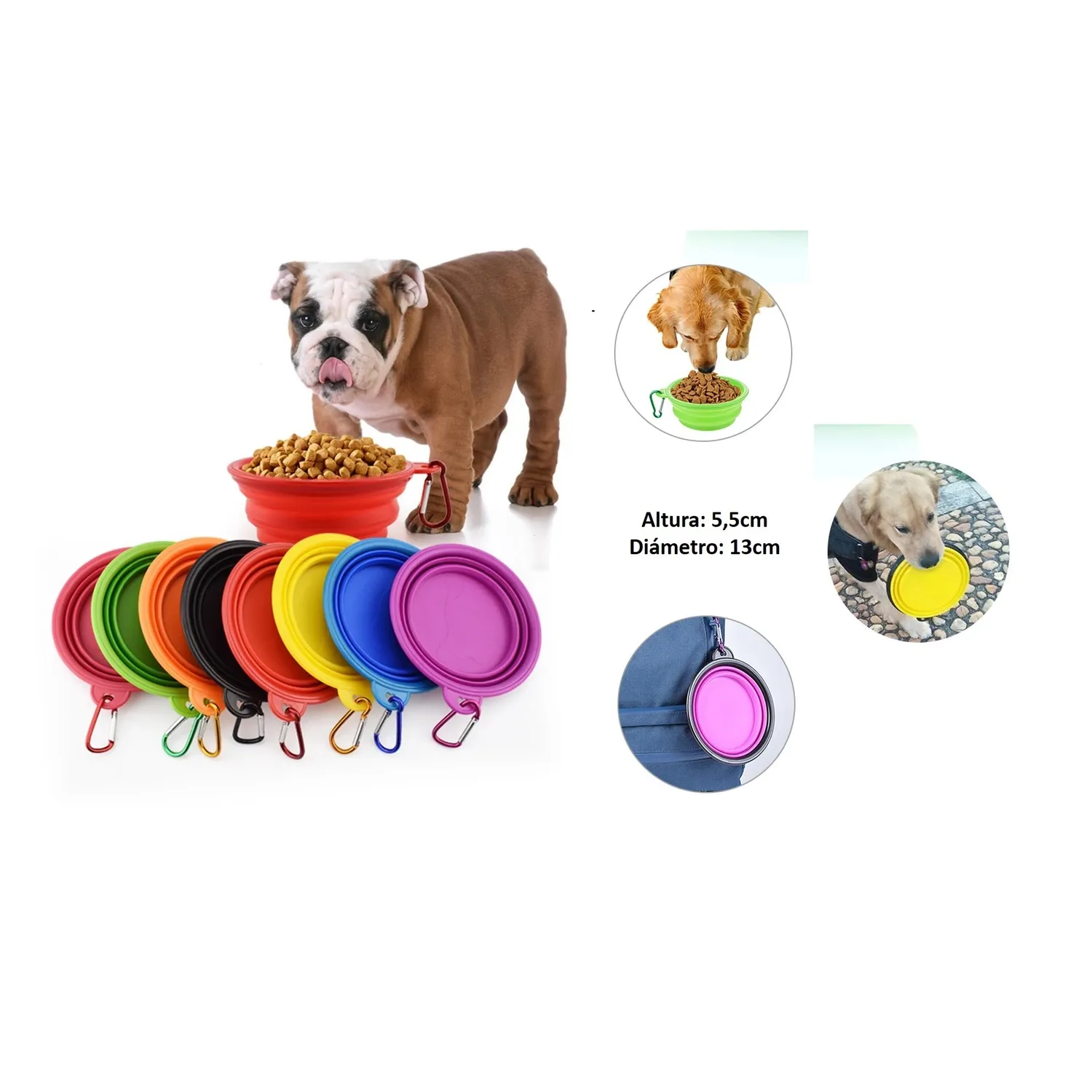 Tazón En Silicona Para Mascotas Pequeño Color Rosado Solepet 13Cm 4