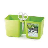 Jardinera Plástica Rectangular Para Cocina 24x11x12cm + Tijeras Verde
