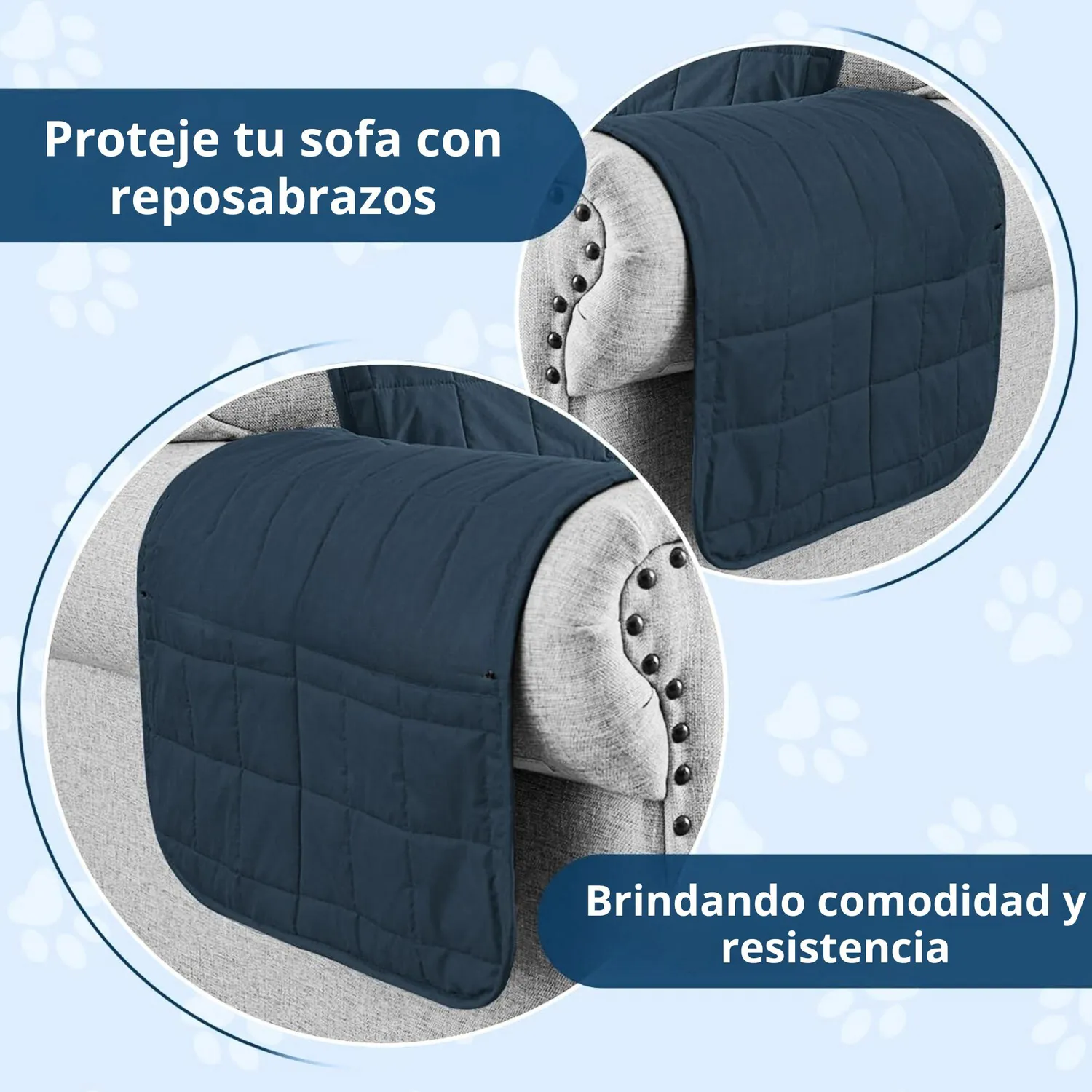 Protector de Sofá 2 Puestos Azul Oscuro - Gris 5