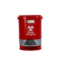 Papelera Pedal Redonda 12lt Marcada Rojo