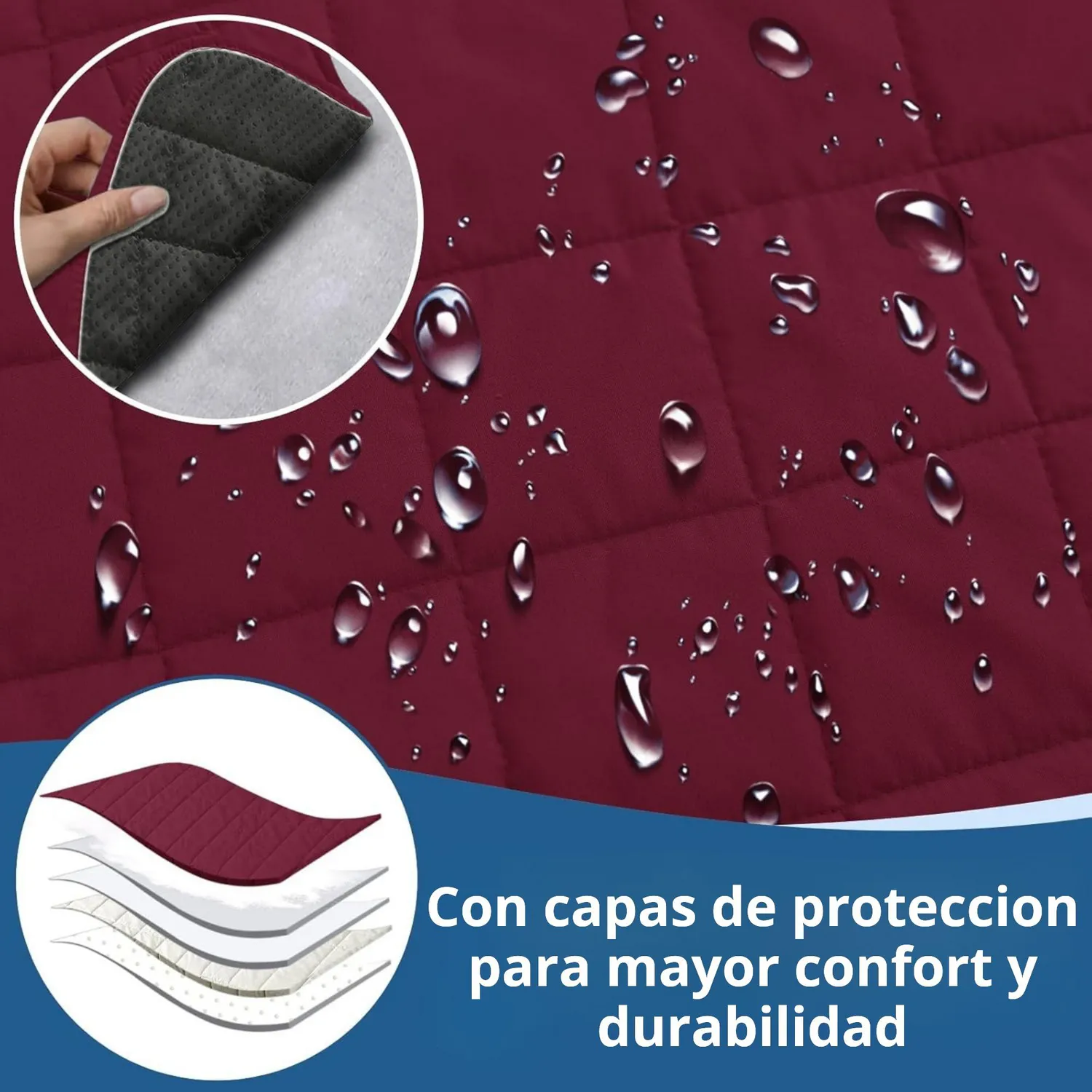 Protector de Sofá 3 Puesto Negro - Vinotinto 3