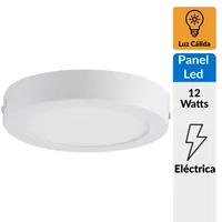 Panel LED Sobreponer Redondo 760 Lúmenes 12w Luz Cálida Certificado