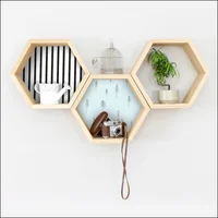 Repisa Hexágono 35x31cm Pinos Azul
