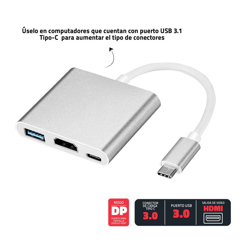 Convertidor De Conector Tipo C A Hdmi/ USB/ Tipo C DAIRU