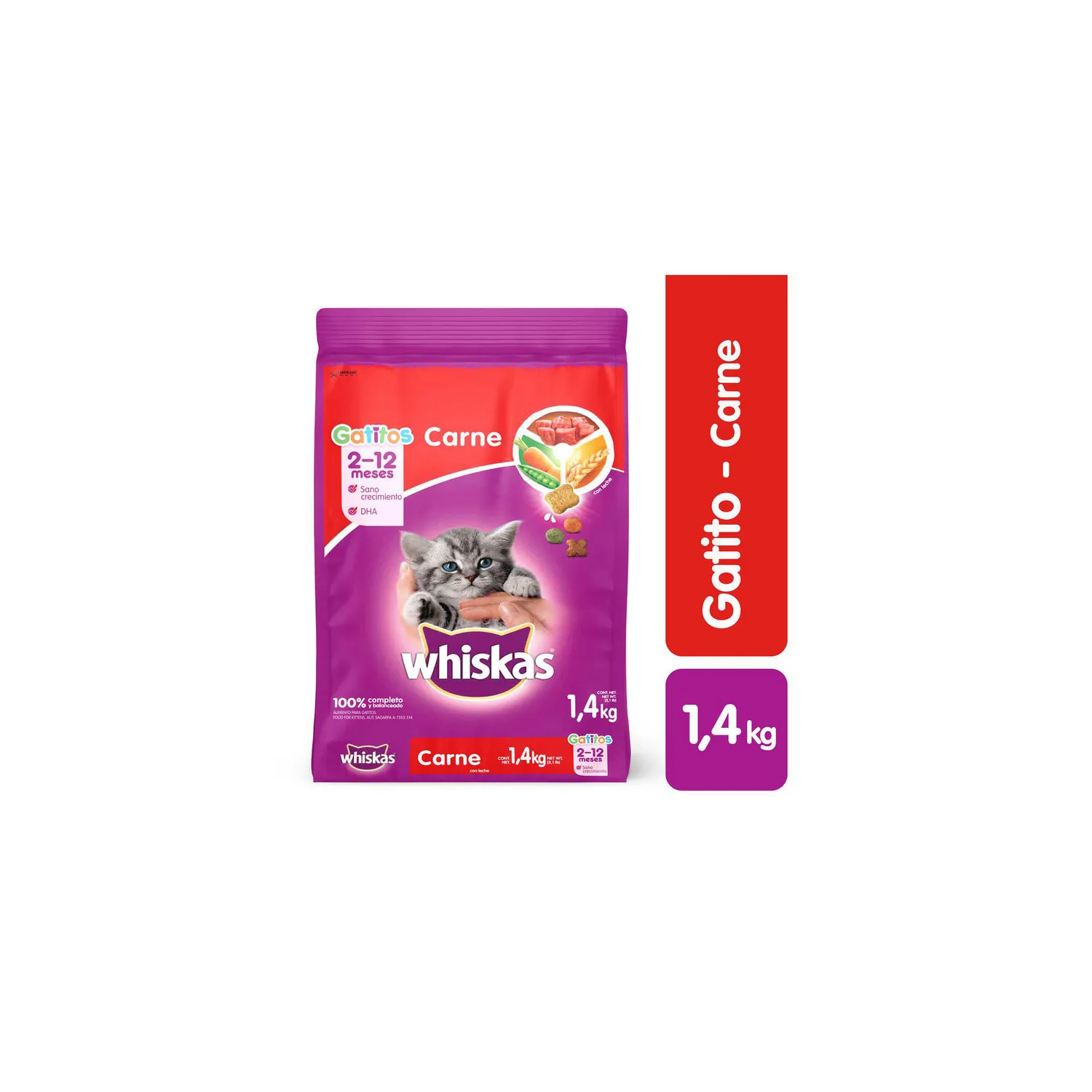 Comida Seca Para Gatitos Carne Whiskas 1.4 Kg