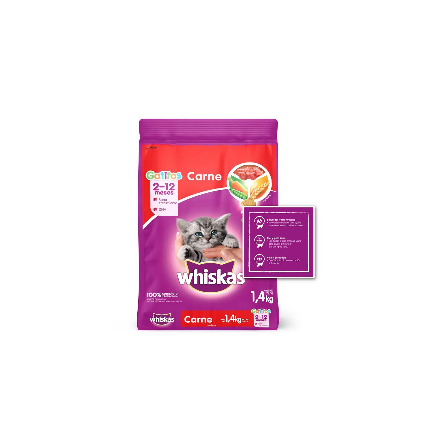Comida Seca Para Gatitos Carne Whiskas 1.4 Kg 3